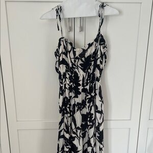 Black and White wide leg jumpsuit.